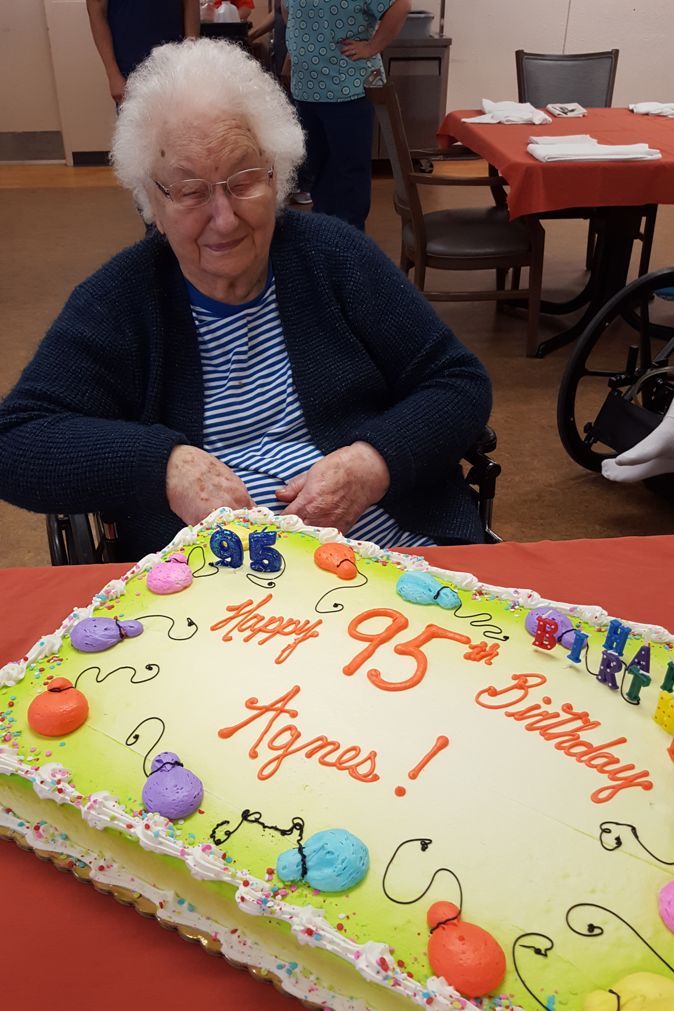 Agnes Kukuczka celebrating her 95th birthday in 2019. Kukuczka was forced to move out of the Atrium Health and Senior Living facility in Weston, Wisconsin, after the Midwest operations ran into financial difficulties.